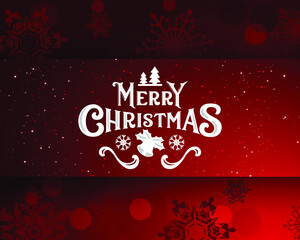 Merry Christmas Typographical on shiny Xmas background. Merry Christmas card. Vector Illustration