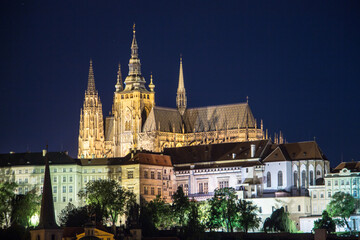 Prague castle by night spectacular lights