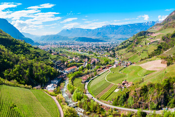 Fototapeta na wymiar Bolzano aerial panoramic view, Italy