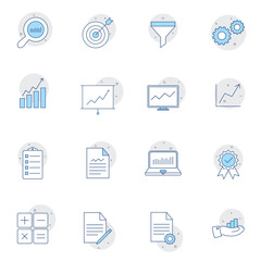 Simple collection of analytic related line icons. Thin line vector set of signs for infographic, logo, app development and website design. Premium symbols isolated on a white background. Eps10.