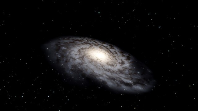 realistic galaxy in the universe, milky way, spiral galaxy, galaxy top view 3d render