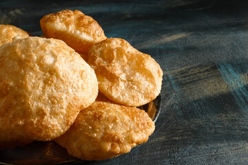 Traditional Indian Bengali puff flatbread luci