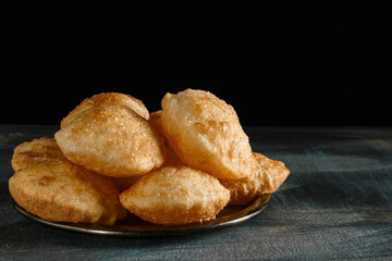 Traditional Indian Bengali puff flatbread luci