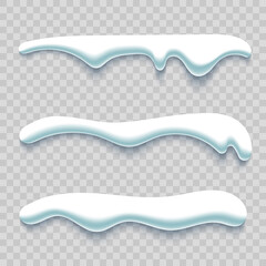 Winter snow caps on transparent background. Vector illustration.