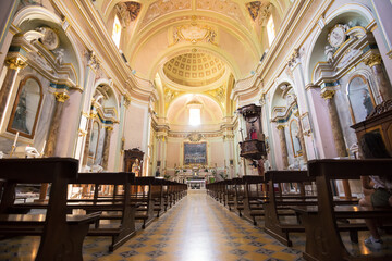 Internal nave of the Church of San Nicola in Villa Santa Maria in provicia of Chieti (Italy)