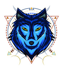 wild wolf vector logo. wolve illustration design template.