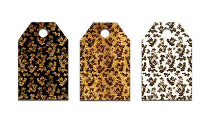 Tags, labels, badge with floral design for sale, price inscription, gift signature and more.