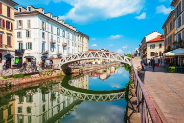 Fotobehang Naviglio Grande-kanaal in Milaan © saiko3p