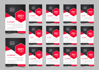 12 Pages Wall calendar design 2021 template