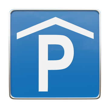 Verkehrszeichen für Parkhaus. 3d Rendering