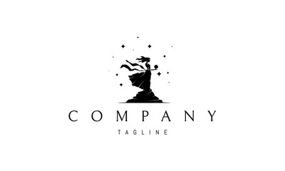 Vector logo on which an abstract image of Mother Nature in the form of a beautiful woman with a planet in her hand.