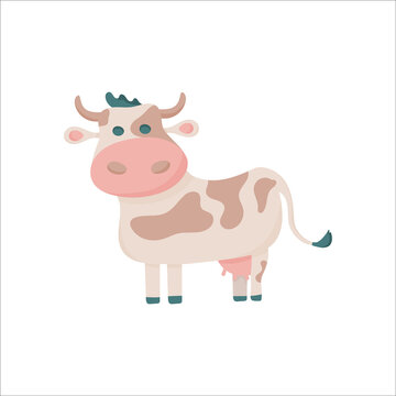 Vector cow stock illustration. Farm animal on white background.  