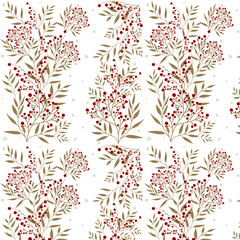 Vector pattern with red currant on white background