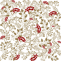 Vector pattern with red currant on white background