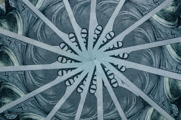 Top view of one hundred dollar banknotes made as a background. USD currency concept. Texture of American dollars