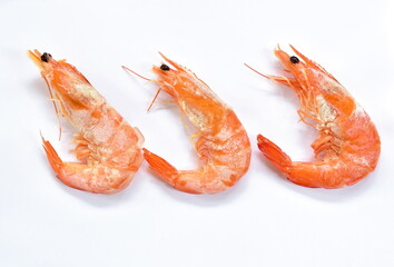 frozen boiled red shrimpfood ingredient on white background
