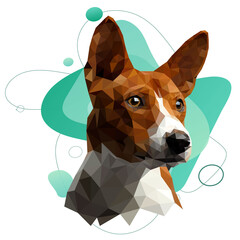 Dog breed Jack Russell portrait. Vector illustration on a green gradient won. Trend of the Year