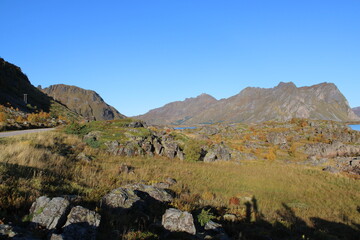 The beautiful fjords of Lofoten Islands in Northern Norway