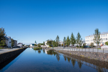 Town of Hafnarfjordur in the suburbs of Reykjavik in Iceland