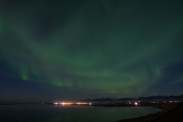 Fototapeta na wymiar Northern Lights in the sky's above Hornafjordur in south Iceland