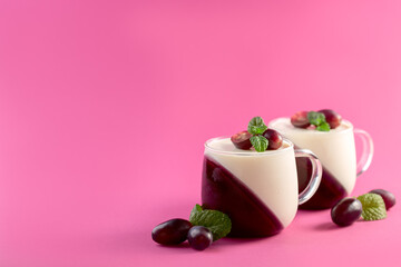 Vanilla berry panna cotta. Italian cuisine.