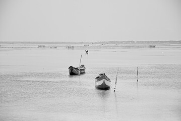 boats in water in jaffna in Sri lanka