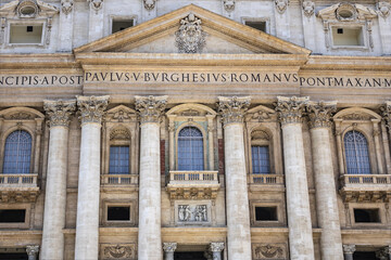 Fototapeta na wymiar St. Peter's Basilica (Consecrated 1626). Papal Basilica of St. Peter in Vatican - the world's largest church, is the center of Christianity. Vatican.