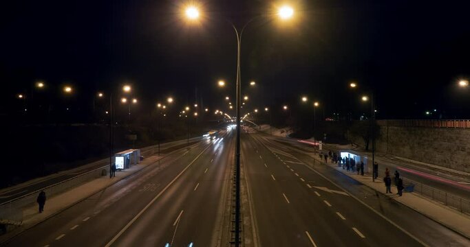 Night Traffic on Warsaw Highway Timelapse