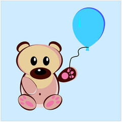 An Illustration of a teddy bear with an air balloon. Vector EPS 10