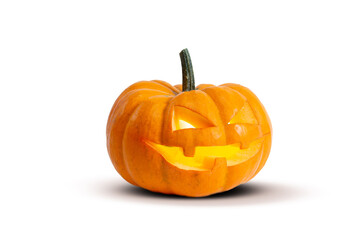 Jack o Lantern on a white background.