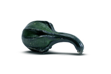 Green colored ornamental squash on a white background
