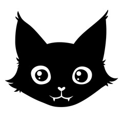 cute face of a black cat with big eyes