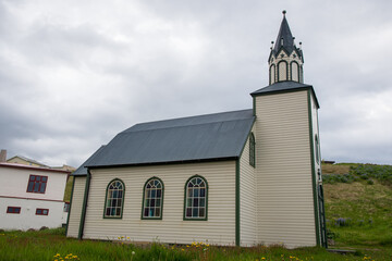 Fototapeta na wymiar Church of village of Blonduos in North Iceland