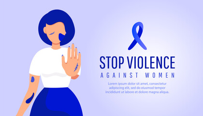 Stop Violence Against Women sign. Woman hand sign for stop abusing violence, human trafficking. Stop women abuse