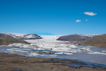 Hoffellsjokull glacier and Lagoon in south Iceland