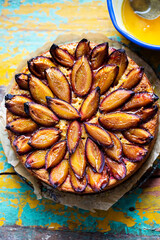 Almond orange cake with plums