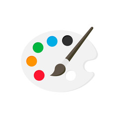 Palette and paint brushes icon isolated on white background. Vector illustration.