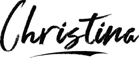Christina-Female name Modern Brush Calligraphy on White Background