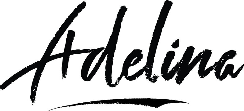 Adelina-Female name Modern Brush Calligraphy on White Background