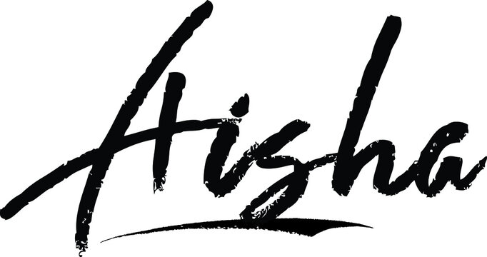 Aisha-Female name Modern Brush Calligraphy on White Background