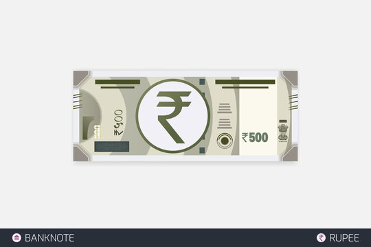 Rupee banknote Indian currency symbol. Flat style vector illustration. 