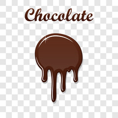 Chocolate drip splash. Liquid blot isolated white transparent background. Melt dessert spot. 3D realistic design stain element. Food decoration. Milk, dark chocolate splashing. Vector illustration