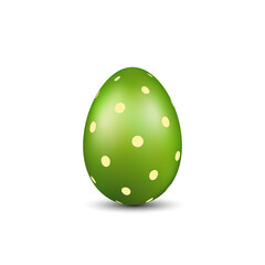 Fototapeta na wymiar Easter egg 3D icon. Green color egg, isolated white background. Bright realistic design, decoration for Happy Easter celebration. Holiday element. Shiny pattern. Spring symbol. illustration