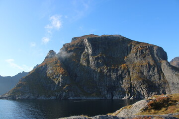 Fototapeta na wymiar The rural areas on Lofoten Islands in autumn