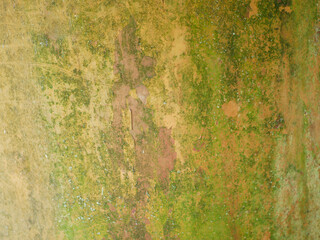 Brown-green rusty metal background with streaks of rust.