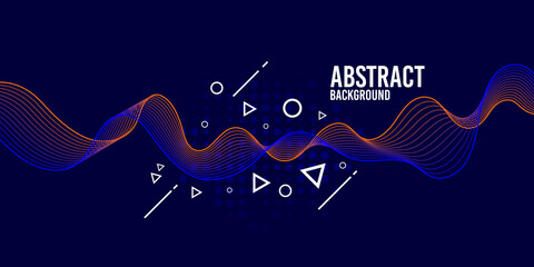 Vector abstract background with dot spiral sound wave, line and particles. Vector Illustration
