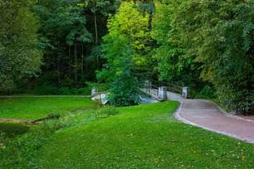 
green trees and path in the park