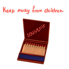 Souvenir Matches box with warning words