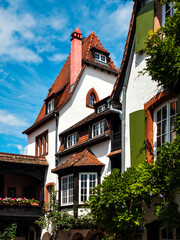 Alsace's sun-drenched gingerbread houses. Tiled roofs, flowers all around, the summer sun is shining. Beauty.