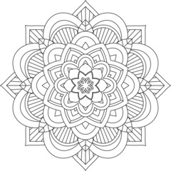 Easy Mandala coloring book simple and basic for beginners, seniors and children. Set of Mehndi flower pattern for Henna drawing and tattoo. Decoration in ethnic oriental, Indian style.